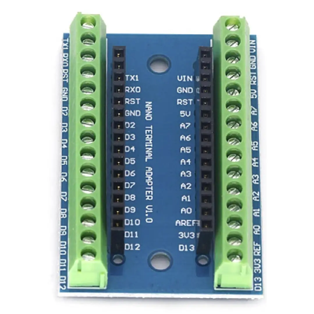 Kit Arduino Nano CH340 + IO Shield V1.0 Borneras Cable USB 3