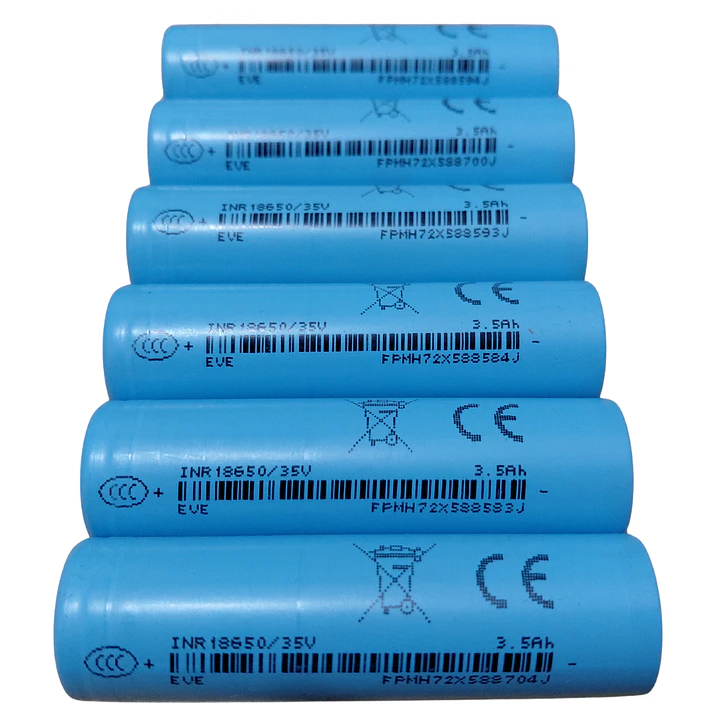 Pack 6 Baterías EVE 18650 3500mAh 3.7V Flat Top 2