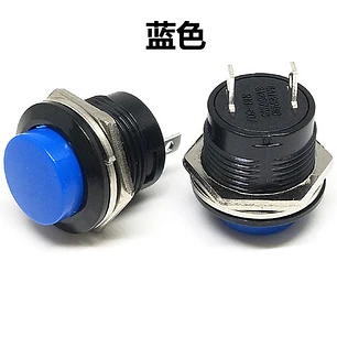 Azul Botón Pulsador R13-507 16mm Redondo Interruptor Momentáneo Retorno Automático