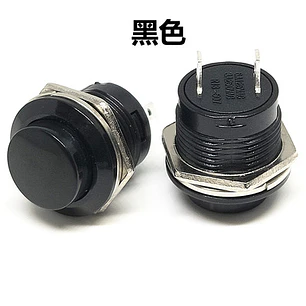 Negro Botón Pulsador R13-507 16mm Redondo Interruptor Momentáneo Retorno Automático