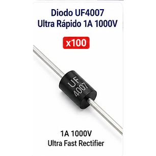 Diodo UF4007 Ultra Rápido 1A 1000V Pack x100