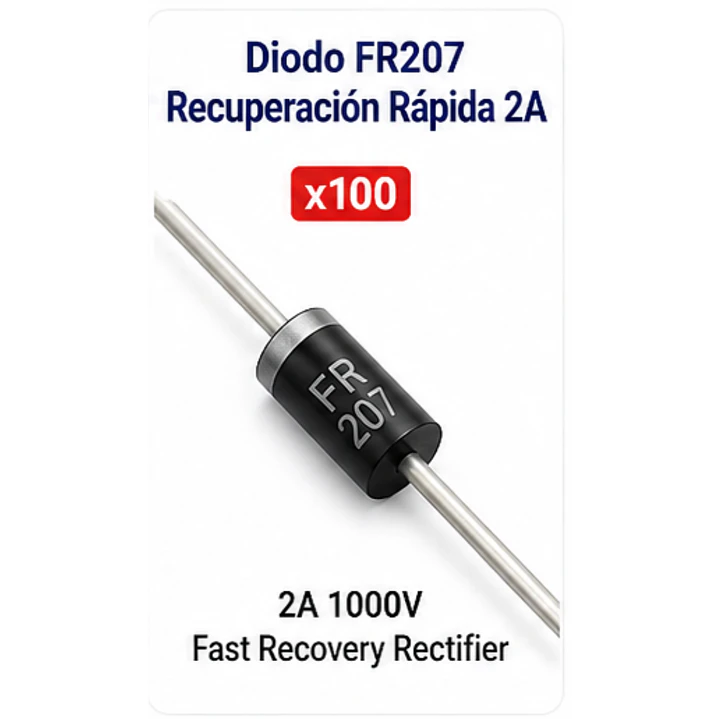 Diodo FR207 Recuperación Rápida 2A Pack x100 1