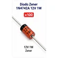 Diodo Zener 1N4742A 12V 1W Pack x100 - Miniatura 1