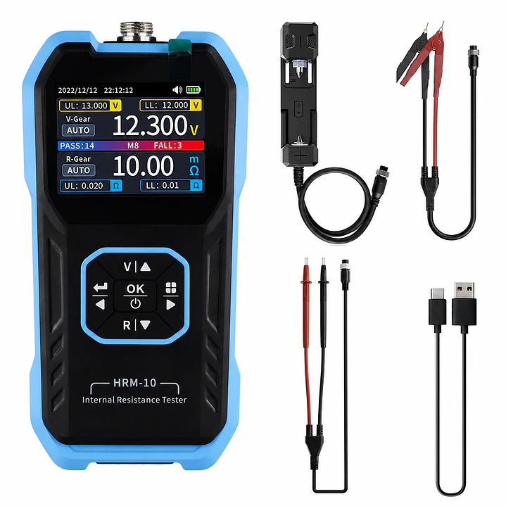 Tester De Resistencia Interna en Baterías Fnirsi Hrm-10 Kit 1