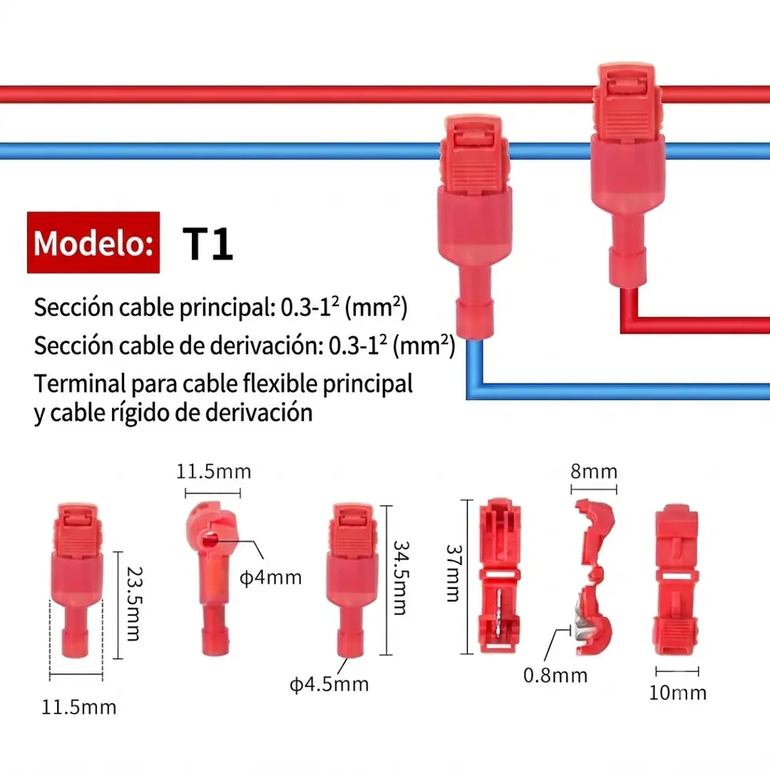 Conector Rapido T3 Amarillo Derivacion Cable Pack x100 5
