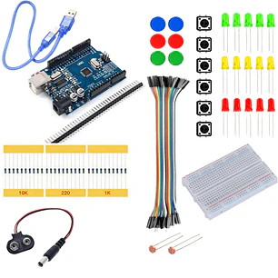 Kit UNO R3 Compatible Arduino Protoboard LEDs Resistencias