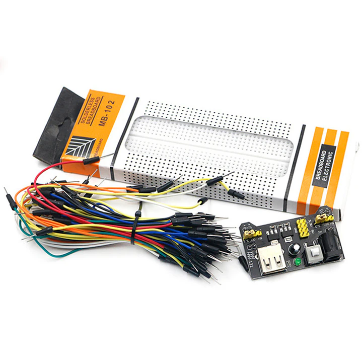 Kit Protoboard MB102 830 Puntos Fuente 3.3V 5V Jumpers 1