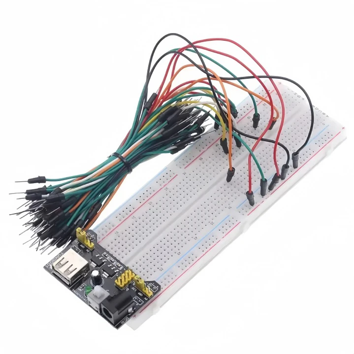 Kit Protoboard MB102 830 Puntos Fuente 3.3V 5V Jumpers 5