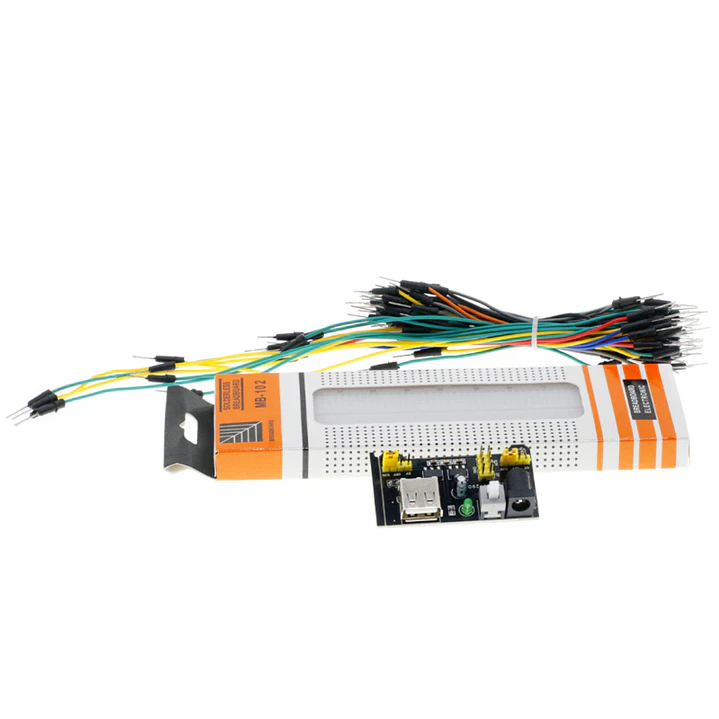 Kit Protoboard MB102 830 Puntos Fuente 3.3V 5V Jumpers 7