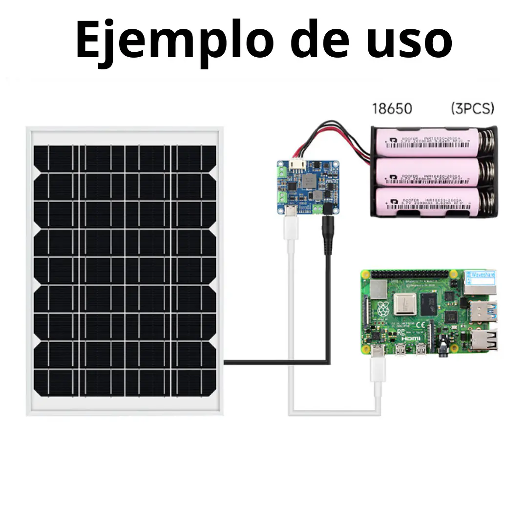 Modulo Solar MPPT 6-24V 5V 3A Type-C 18650 2