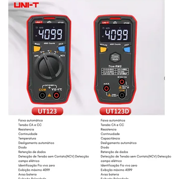 Multímetro Digital Smart True Rms 600v Ac/dc Ut123d Uni-t 11