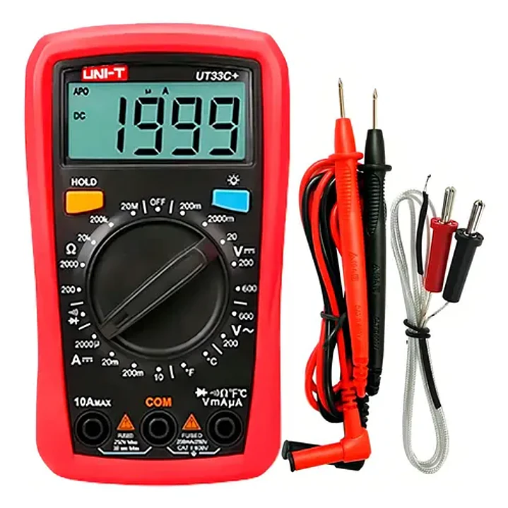 Multímetro digital UNI-T UT33C+ 600V AC/DC medición de temperatura CAT II 600V 1