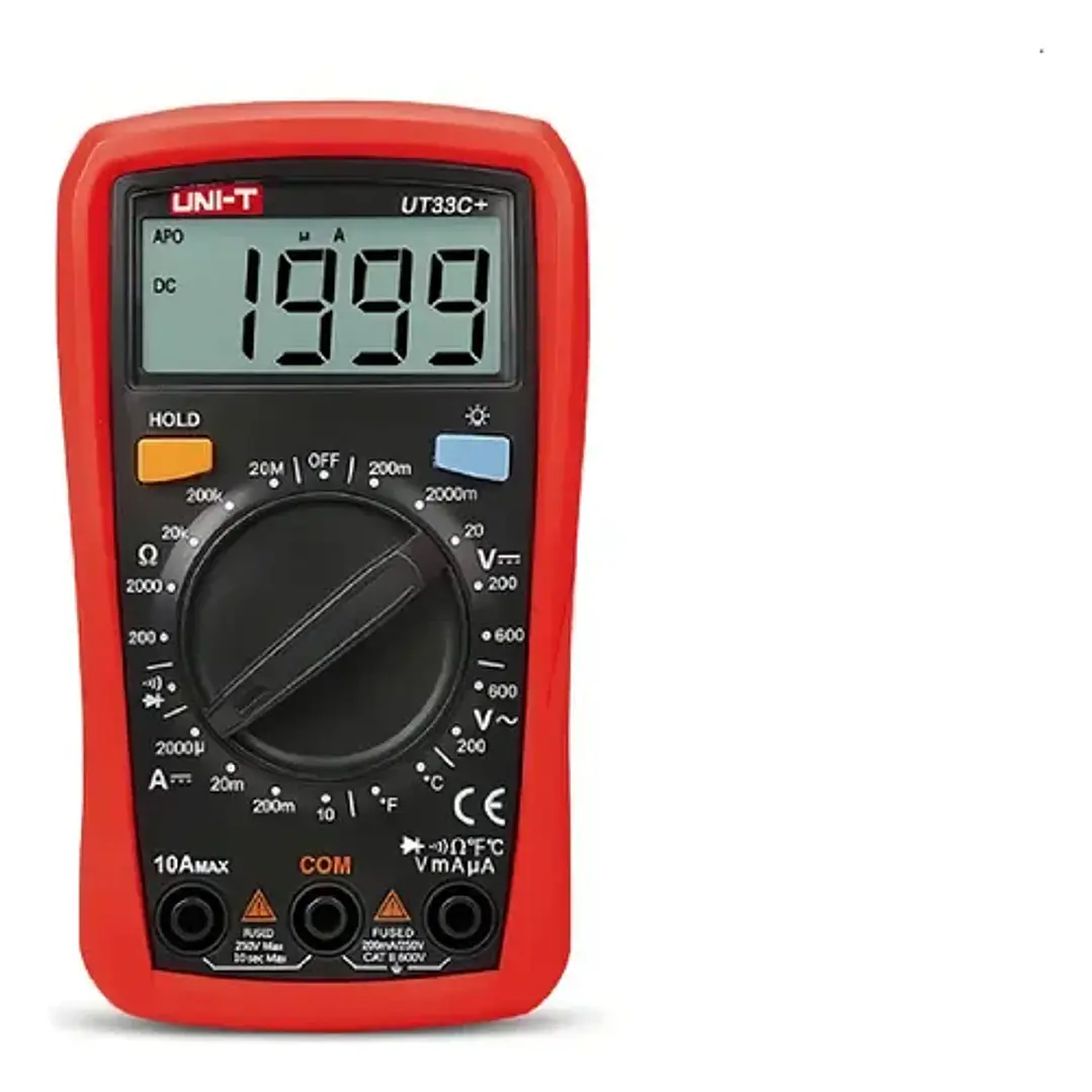Multímetro digital UNI-T UT33C+ 600V AC/DC medición de temperatura CAT II 600V 6