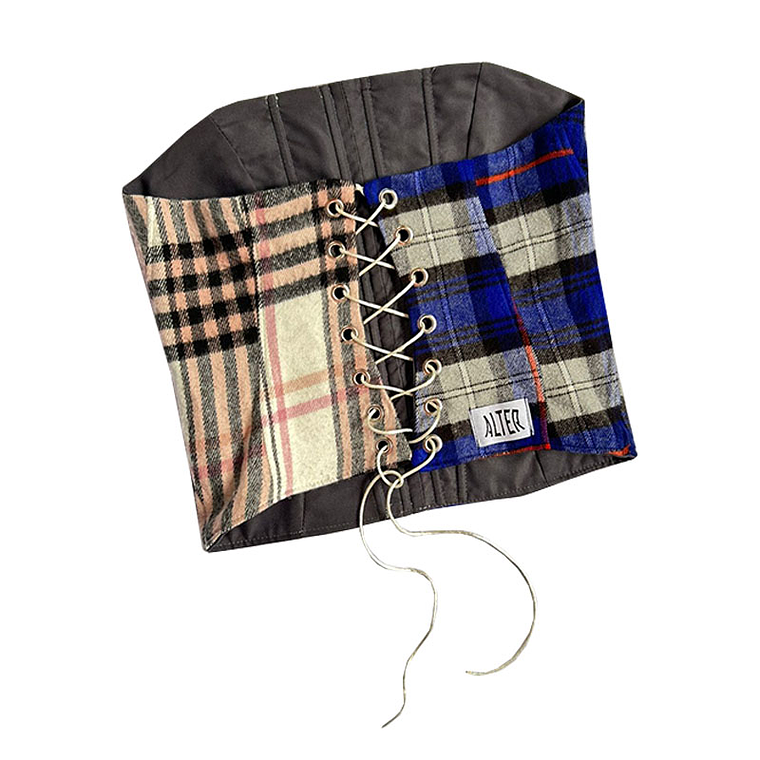 Corset strapless dual tartán talla xs-s 2
