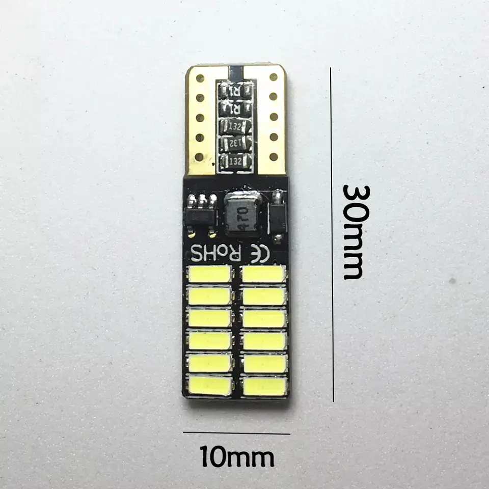 X2 Ampolletas led T10 W5W cola de pez canbus 24 led blanca 8