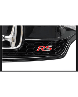 Emblema de pearrilla pernado metalico modelo RS cromado con rojo