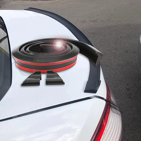 Lip alerón goma spoiler para maletero baúl de autos tunning Negro Mate