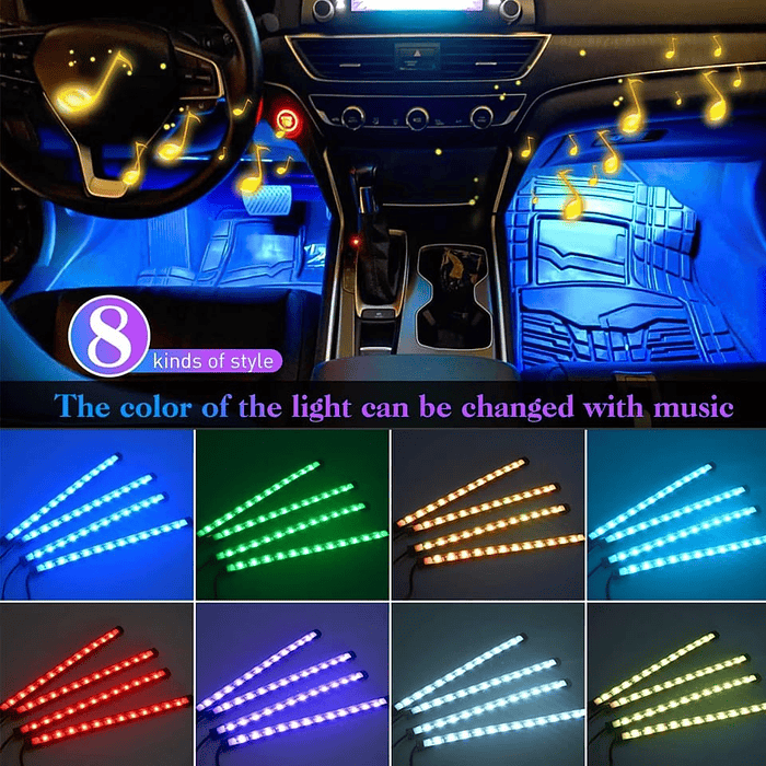Tiras led de atmosfera interior de autos rgb tunning 1