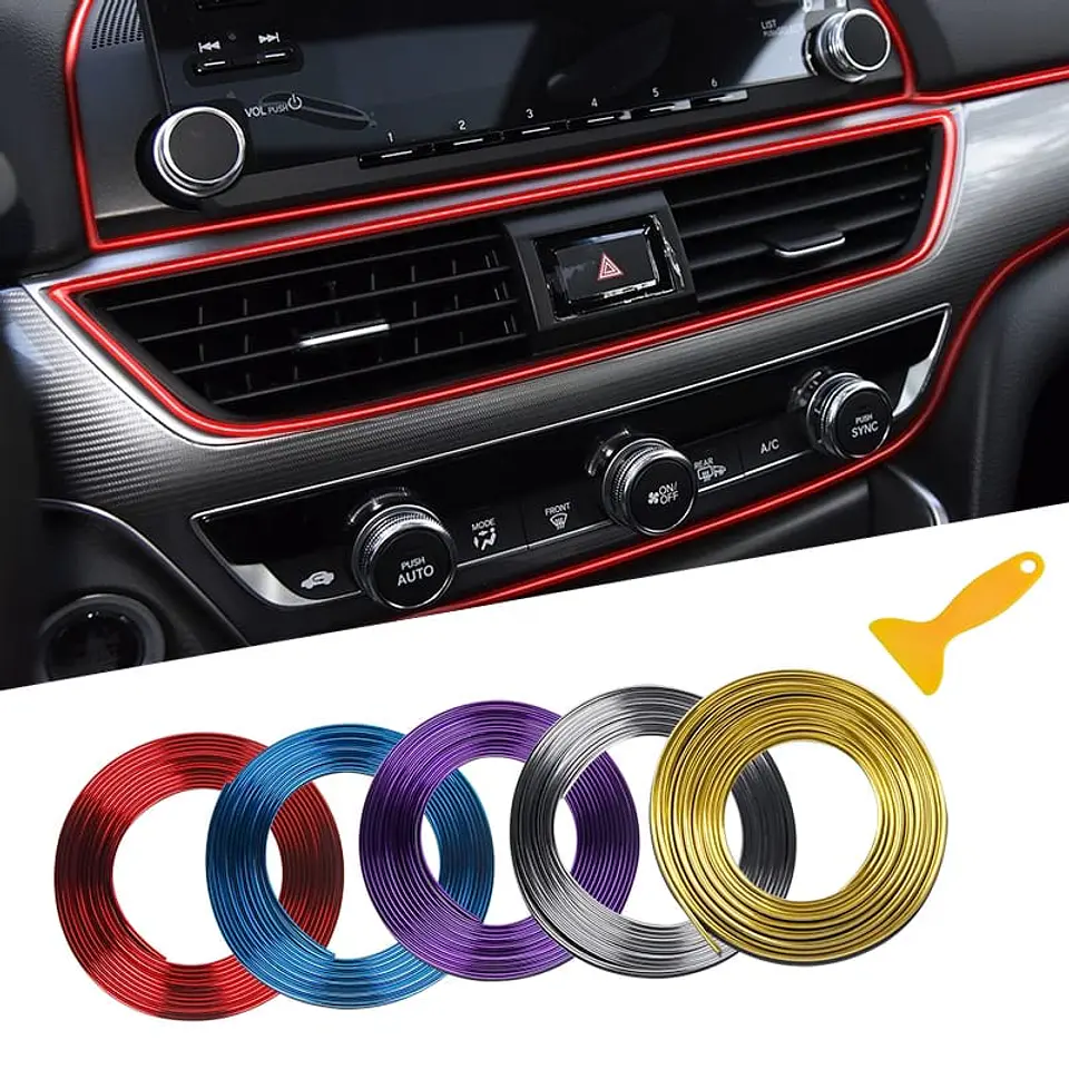 Rollo moldura embellecedor decorativa para interior de autos 5mts 3