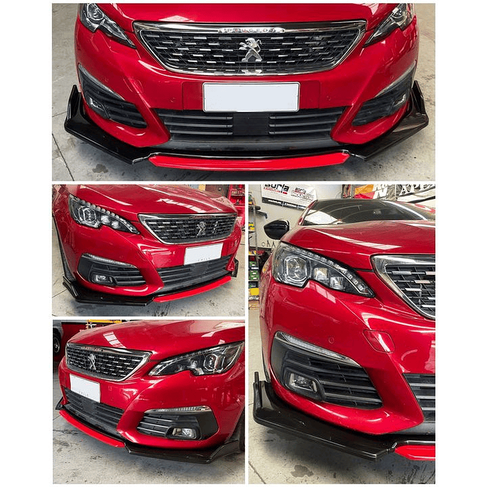 🎉 OFERTA ESPECIAL🌟 LIP BUMPER / FALDÓN DELANTERO kit de 4 piezas Negro brillante con Rojo 4