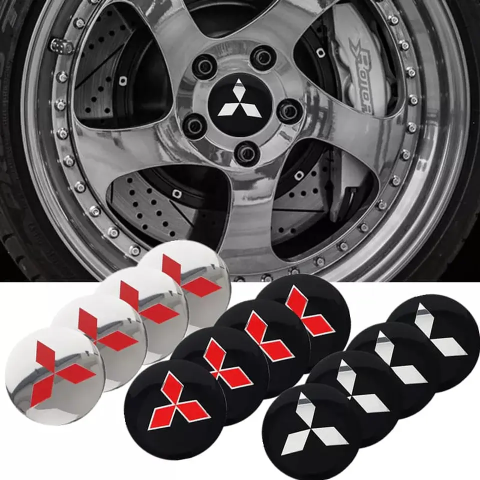 Set X4 Tapa centro de Llantas de autos Mitsubishi 3