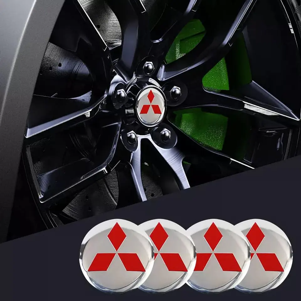 Set X4 Tapa centro de Llantas de autos Mitsubishi 5
