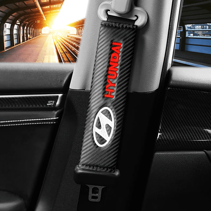 Cubierta protectora para cinturón de seguridad tipo fibra de carbono de autos Hyundai 9