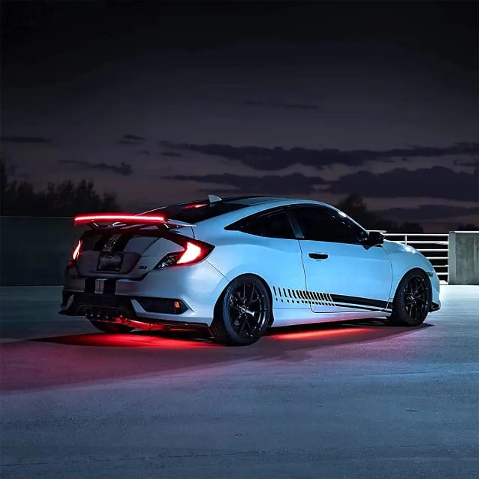 Lip Alerón trasero tunning de goma NEGRO con luz LED 2