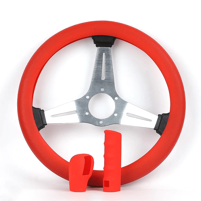 Set 3 piezas, funda cubre Volante de gel silicona rojo 4