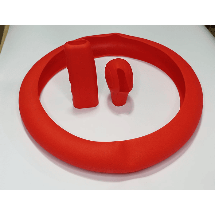 Set 3 piezas, funda cubre Volante de gel silicona rojo 6