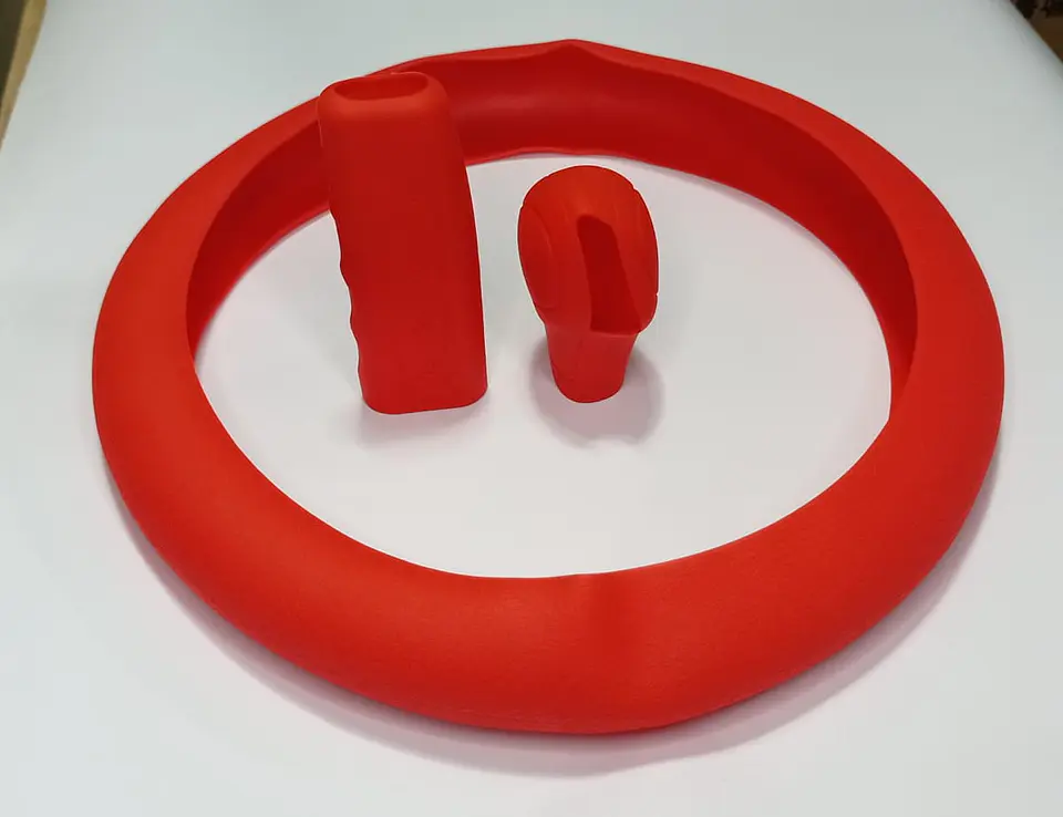 Set 3 piezas, funda cubre Volante de gel silicona rojo 6