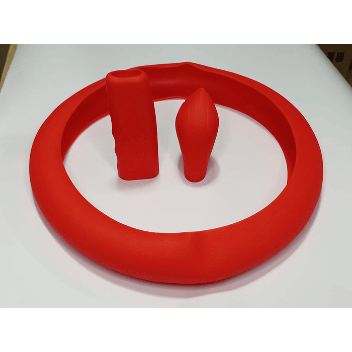Set 3 piezas, funda cubre Volante de gel silicona rojo 8