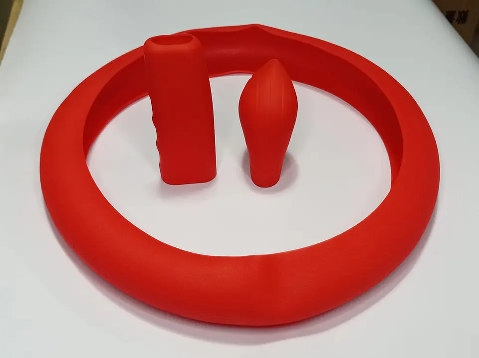 Set 3 piezas, funda cubre Volante de gel silicona rojo 8