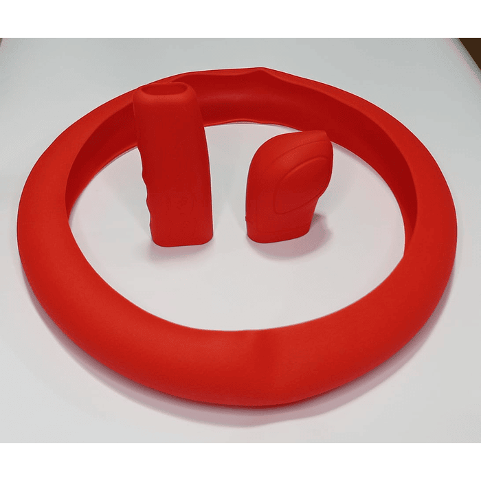 Set 3 piezas, funda cubre Volante de gel silicona rojo 10