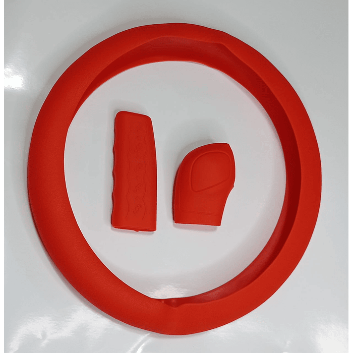 Set 3 piezas, funda cubre Volante de gel silicona rojo 12