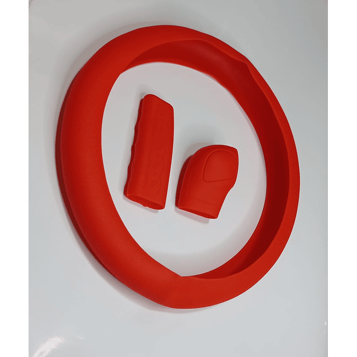 Set 3 piezas, funda cubre Volante de gel silicona rojo 14