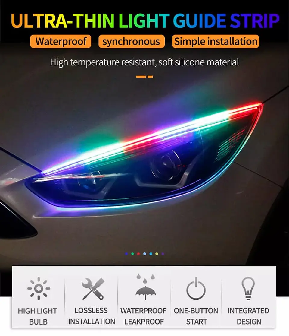 X2 Tira de luces led RGB de 60cm circulación diurna secuenciales 11