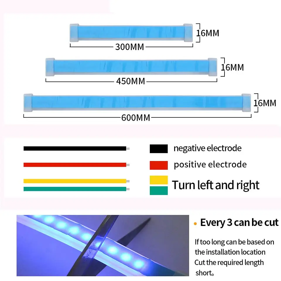 X2 Tira de luces led RGB de 60cm circulación diurna secuenciales 14