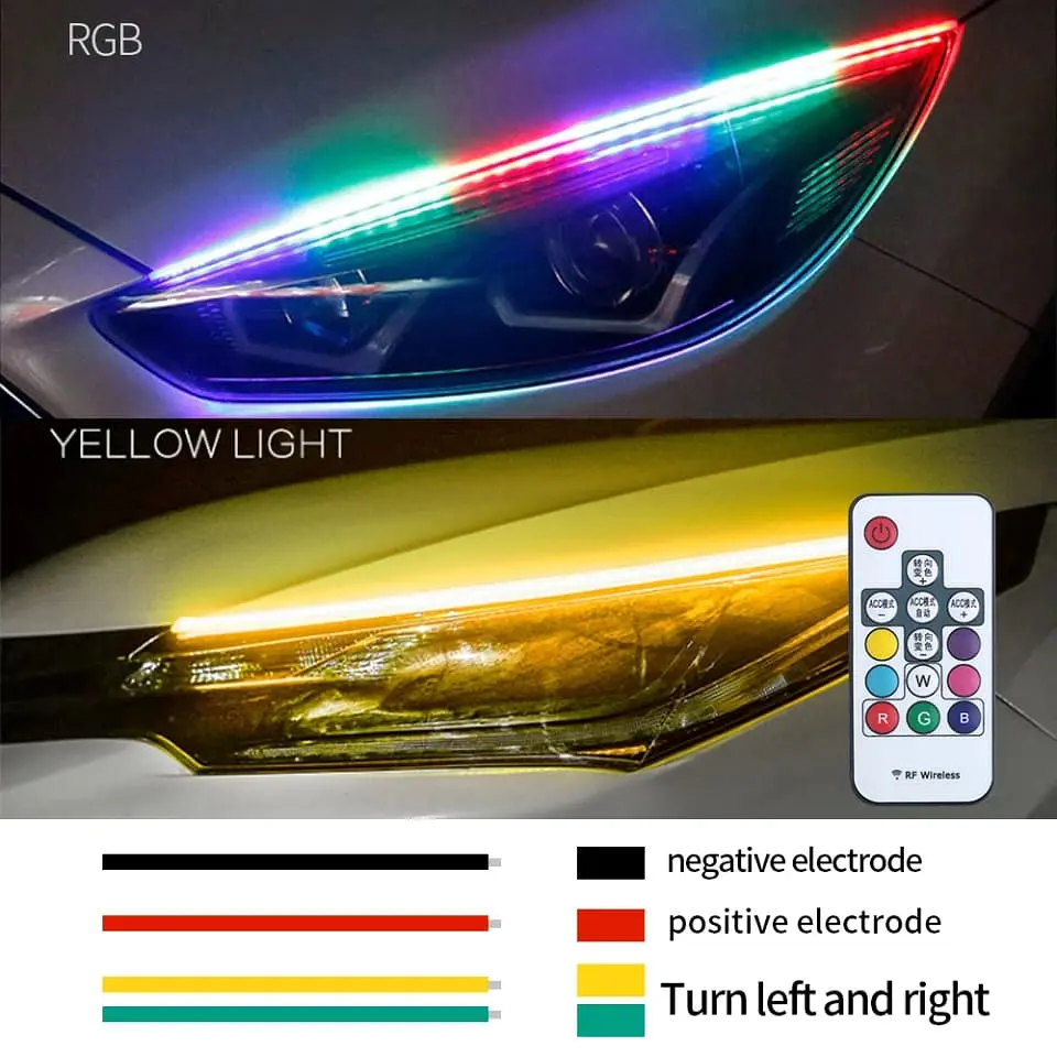 X2 Tira de luces led RGB de 60cm circulación diurna secuenciales 15