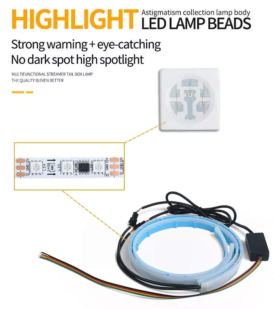 X2 Tira de luces led RGB de 60cm circulación diurna secuenciales 20