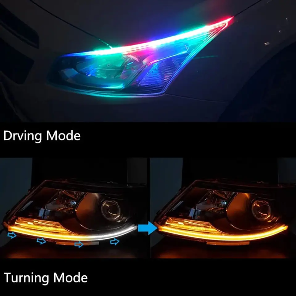 X2 Tira de luces led RGB de 60cm circulación diurna secuenciales 24