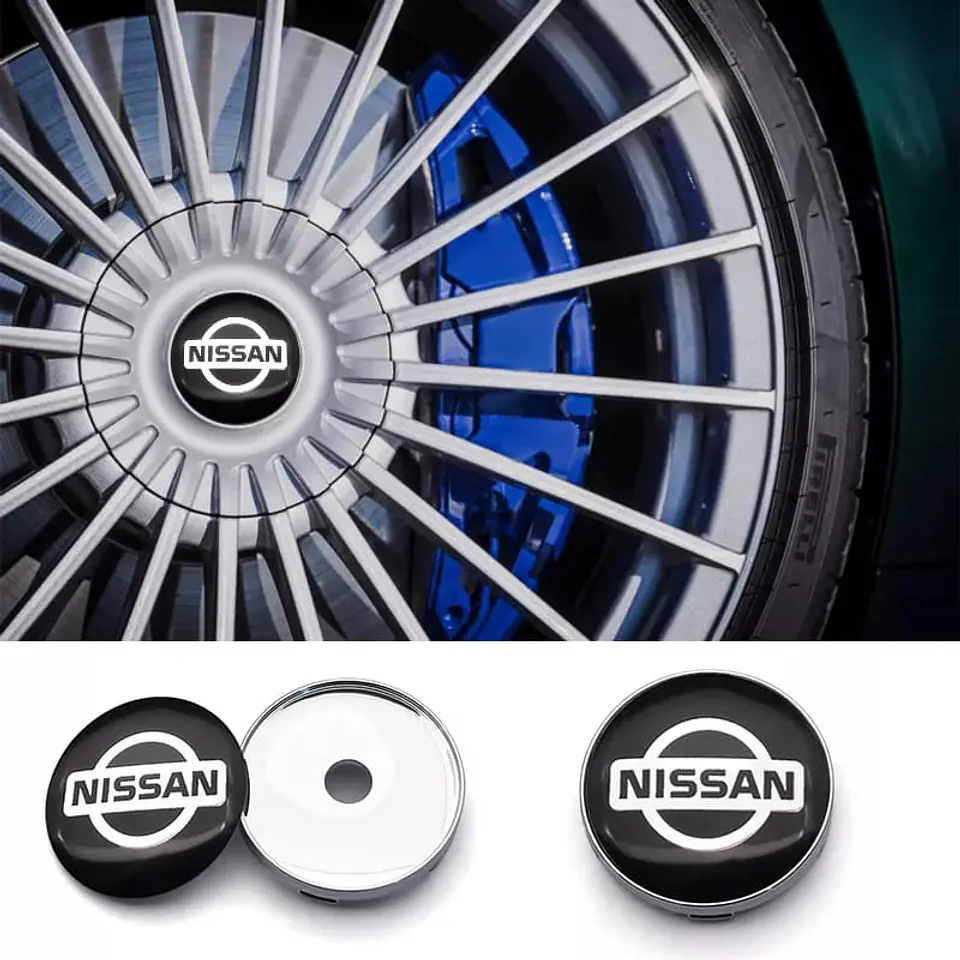 Set X4 Tapa centro de Llantas de autos Nissan 3