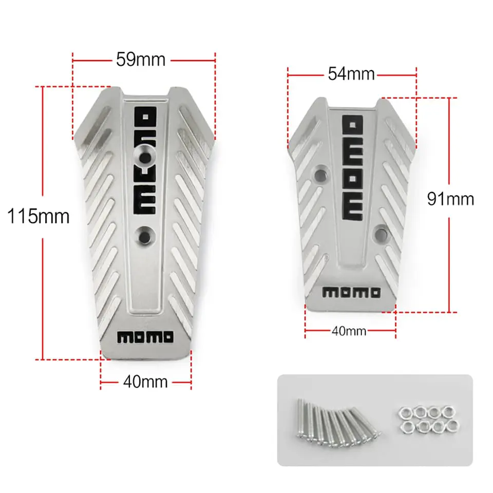 Set cubre pedades de auto Momo 3 piezas de aluminio tunning 4