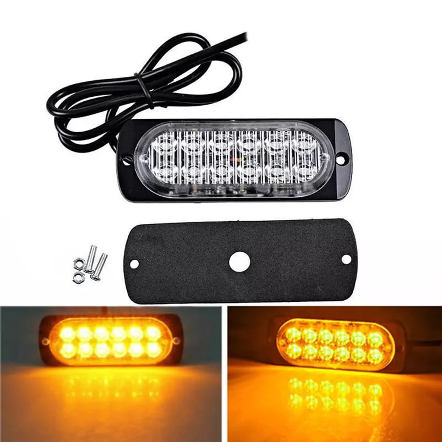 Barra de Luz LED estroboscópica de emergencia para autos amarilla 1