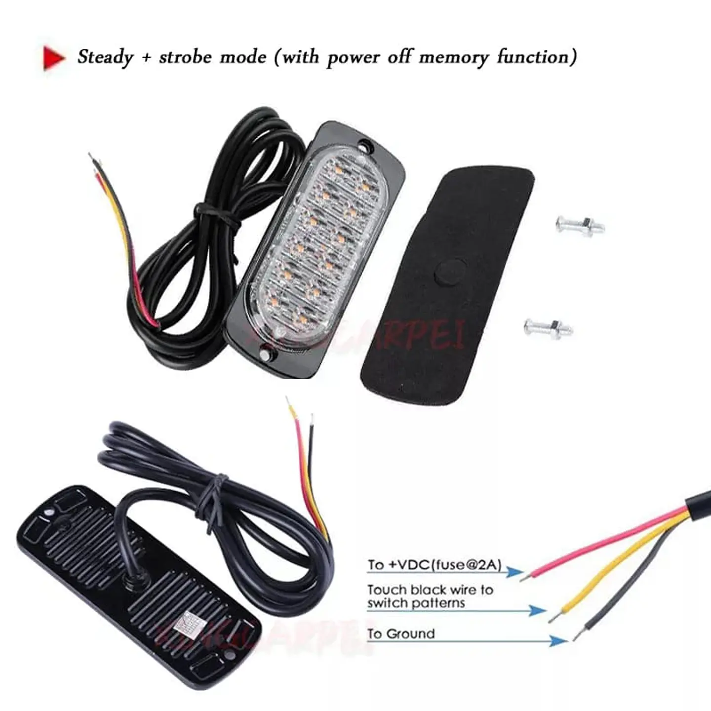 Barra de Luz LED estroboscópica de emergencia para autos amarilla 2