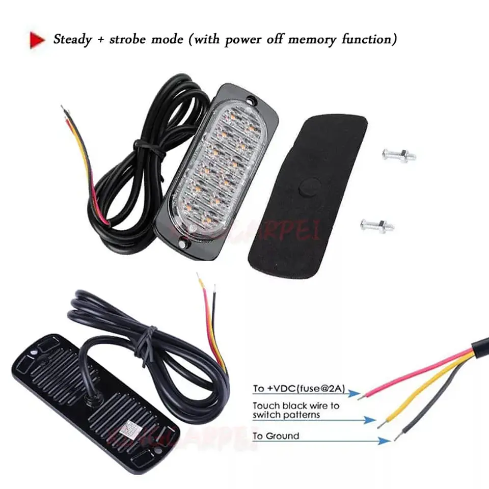 Barra de Luz LED estroboscópica de emergencia para autos amarilla 2