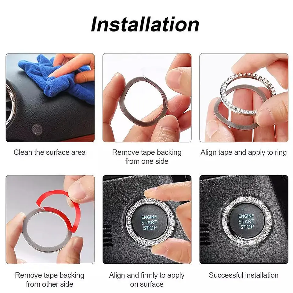 Anillo decorativo de diamantes de imitación para autos y SUV 9
