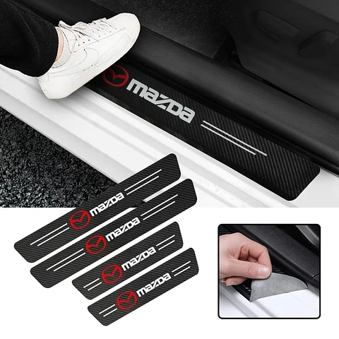 Cubre socalo pisaderas pegatina de fibra de carbono mazda