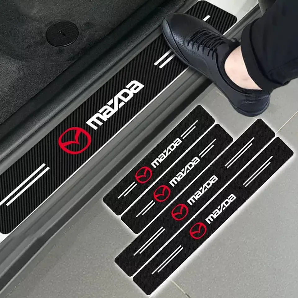 Cubre socalo pisaderas pegatina de fibra de carbono mazda 2
