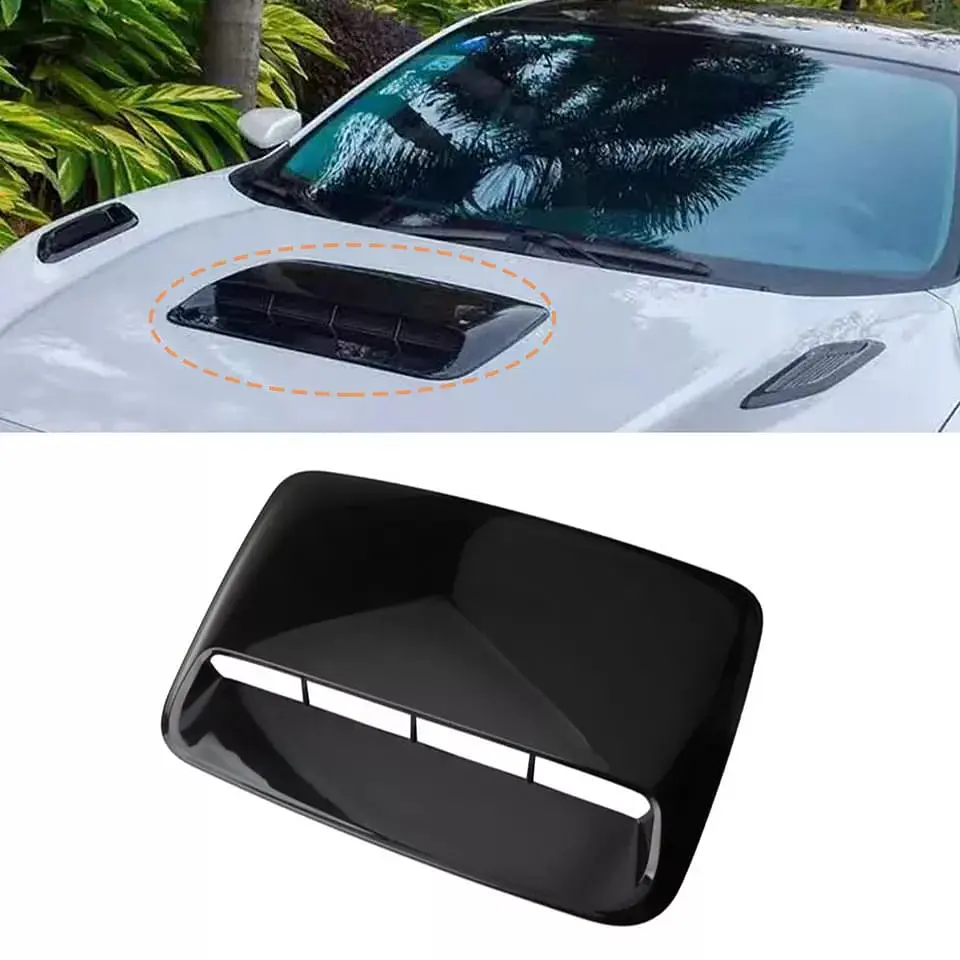 Toma de flujo aire para capot - autos decorativa negro brillante 3